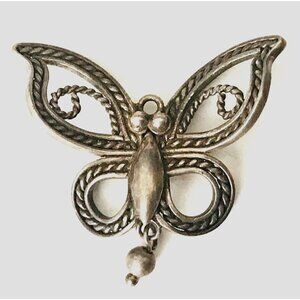 Vtg Sterling Silver Butterfly Brooch Pin Art Nouveau Style Design Marked 925